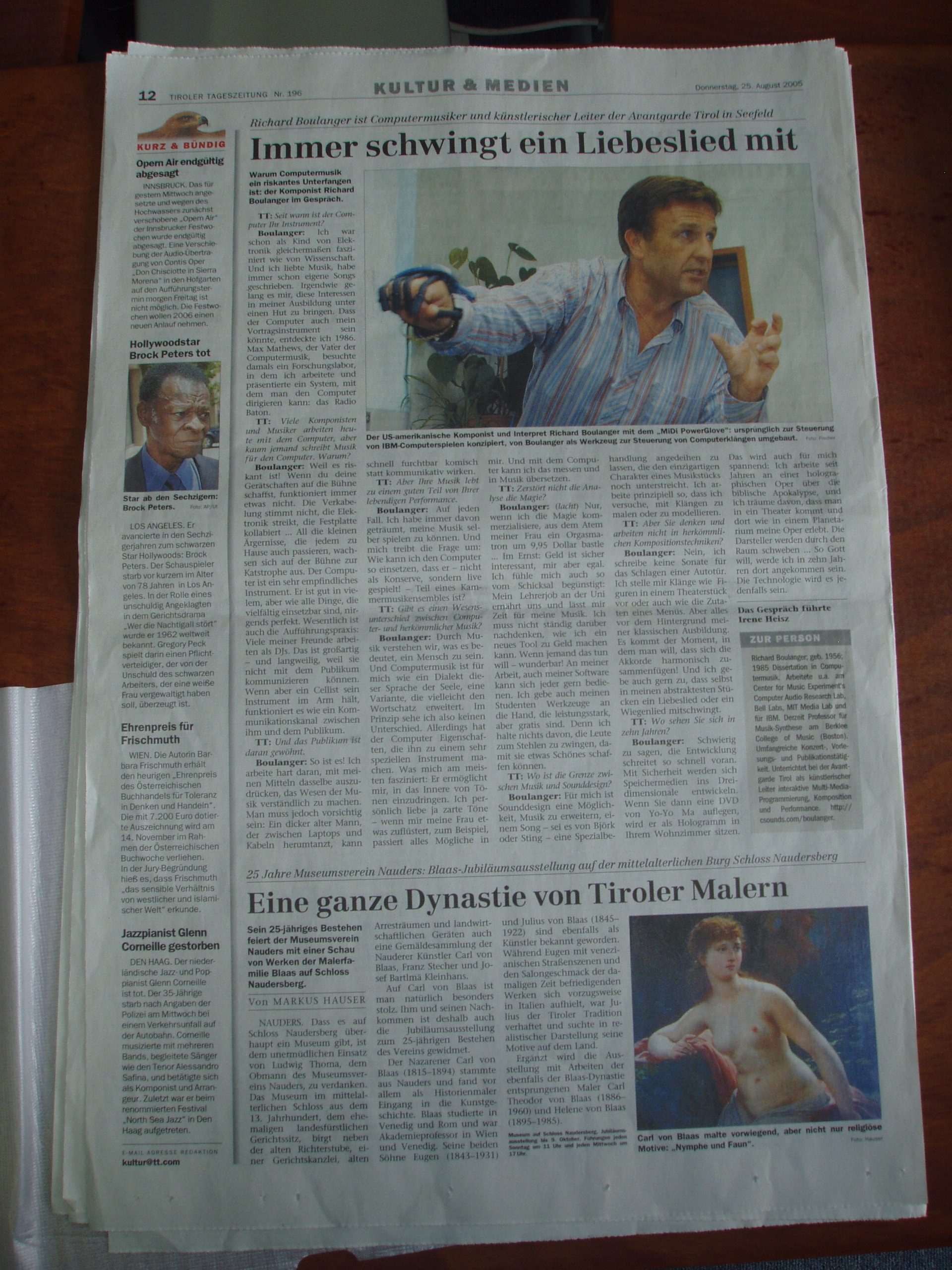 Avantgarde Tirol newspaper story